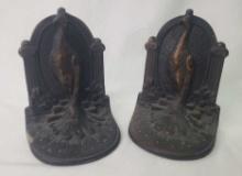 PAIR OF ART NOUVEAU PEACOCK BOOKENDS