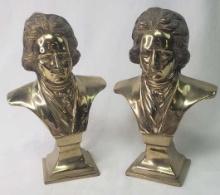 PAIR OF BRASS BEETHOVEN BUSTS BOOKENDS
