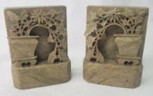 PAIR OF CARVED SOAPSTONE BOOKENDS