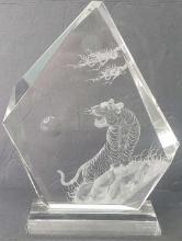 CUT AND ETCHED GLASS TIGER