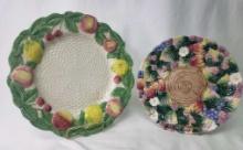 TWO FITZ & FLOYD FRUIT THEMED CERAMIC PLATES