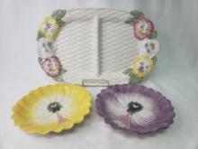 FITZ AND FLOYD APRIL SHOWERS PLATTER & TWO PLATES