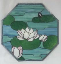 STAINED GLASS WATERLILY PANEL
