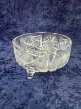 VINTAGE AMERICAN BRILLIANT CUT CRYSTAL FOOTED BOWL
