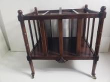 WOODEN CANTERBURY - ROLLING MAGAZINE STAND