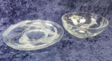 FOSTORIA MORNING GLORY BOWL & CALLA LILY PLATTER