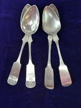 FOUR COIN SILVER SERVING SPOONS