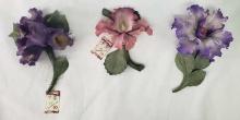 THREE CAPO DI MONTE PORCELAIN FLOWERS