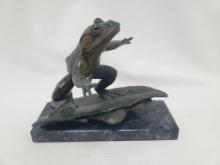 BRONZE BY DH TURNER "FROG ON SURFBOARD"