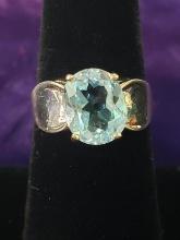 OVAL STERLING AND TOPAZ RING