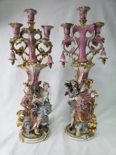 ANTIQUE OLD PARIS PORCELAIN CANDELABRAS
