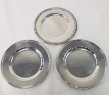 THREE STERLING PLATES OF VARIOUS MAKERS