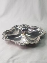 STERLING FOUR SECTION SERVING TRAY W/ CENTER BALL
