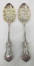 PAIR OF GEORGE UNITE & SONS STERLING BERRY SPOONS