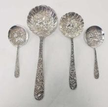 FOUR KIRK STIEFF & SONS BERRY SPOONS