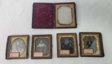 FIVE ANTIQUE DAGUERREOTYPES