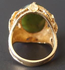 14KT GOLD & SPINACH JADE RING
