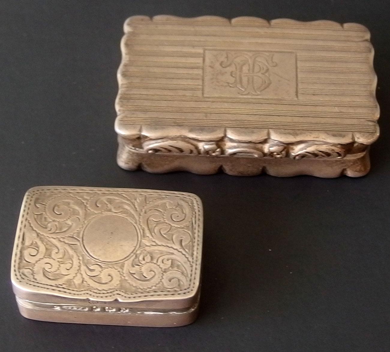 19TH CENTURY ENGLISH STERLING SNUFF BOXES (2)