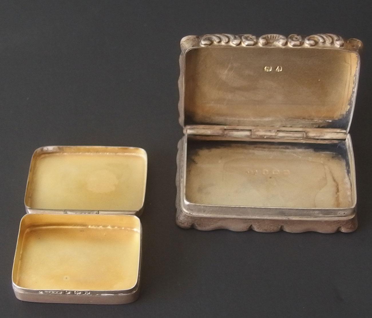 19TH CENTURY ENGLISH STERLING SNUFF BOXES (2)
