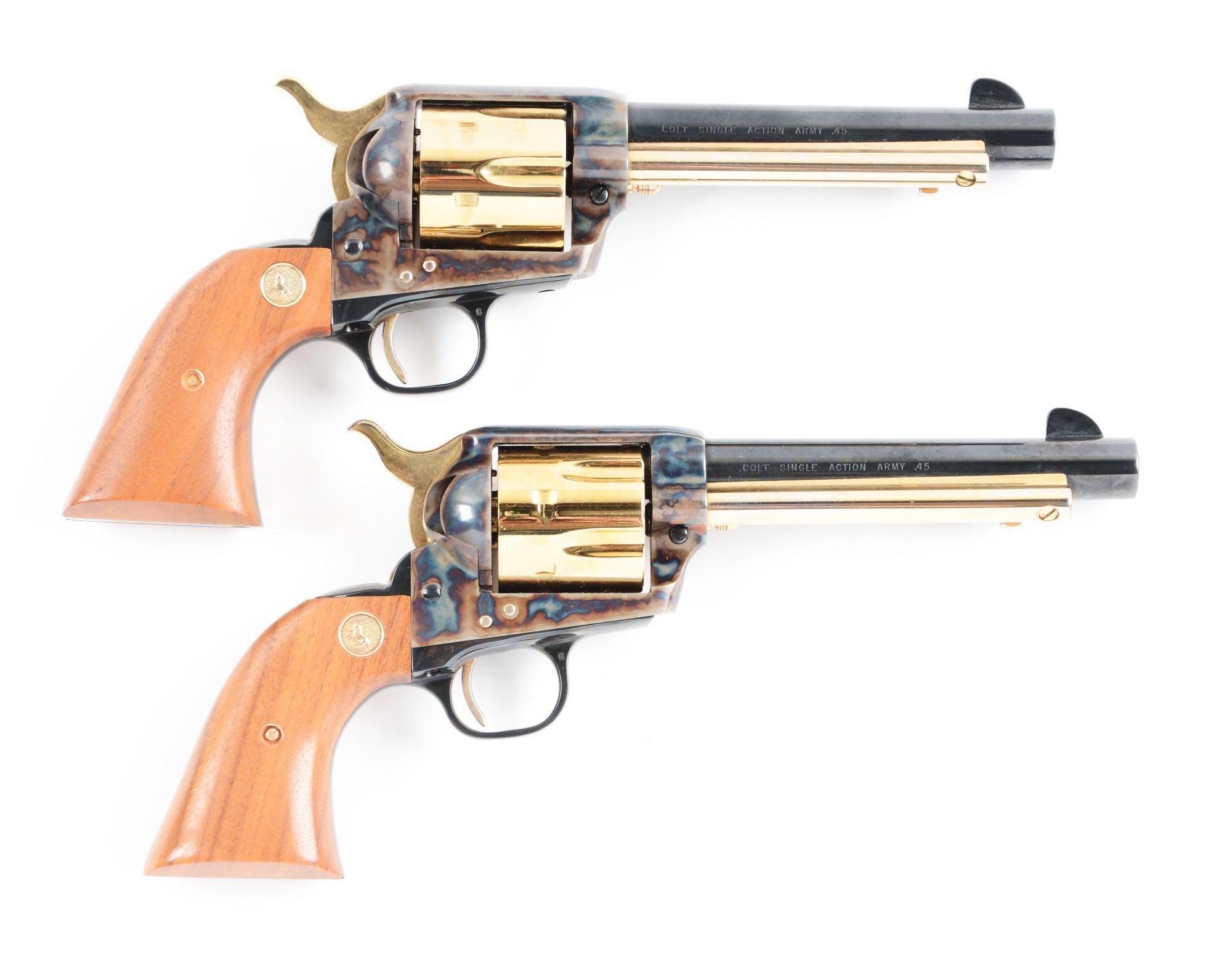 Lot of 2: Colt Single Action Army .45 Missouri Sesquicentennial Revolvers & Rig.
