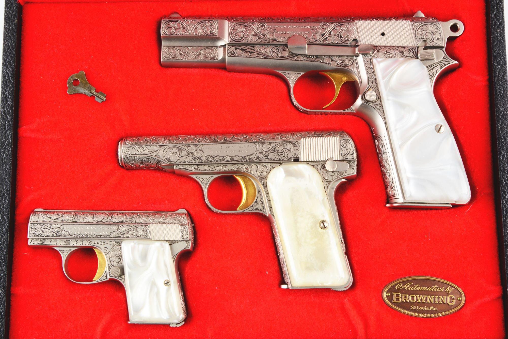 (M) Cased Set of 3: Browning Renaissance Semi-Automatic Pistols.