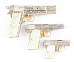 (M) Cased Set of 3: Browning Renaissance Semi-Automatic Pistols.