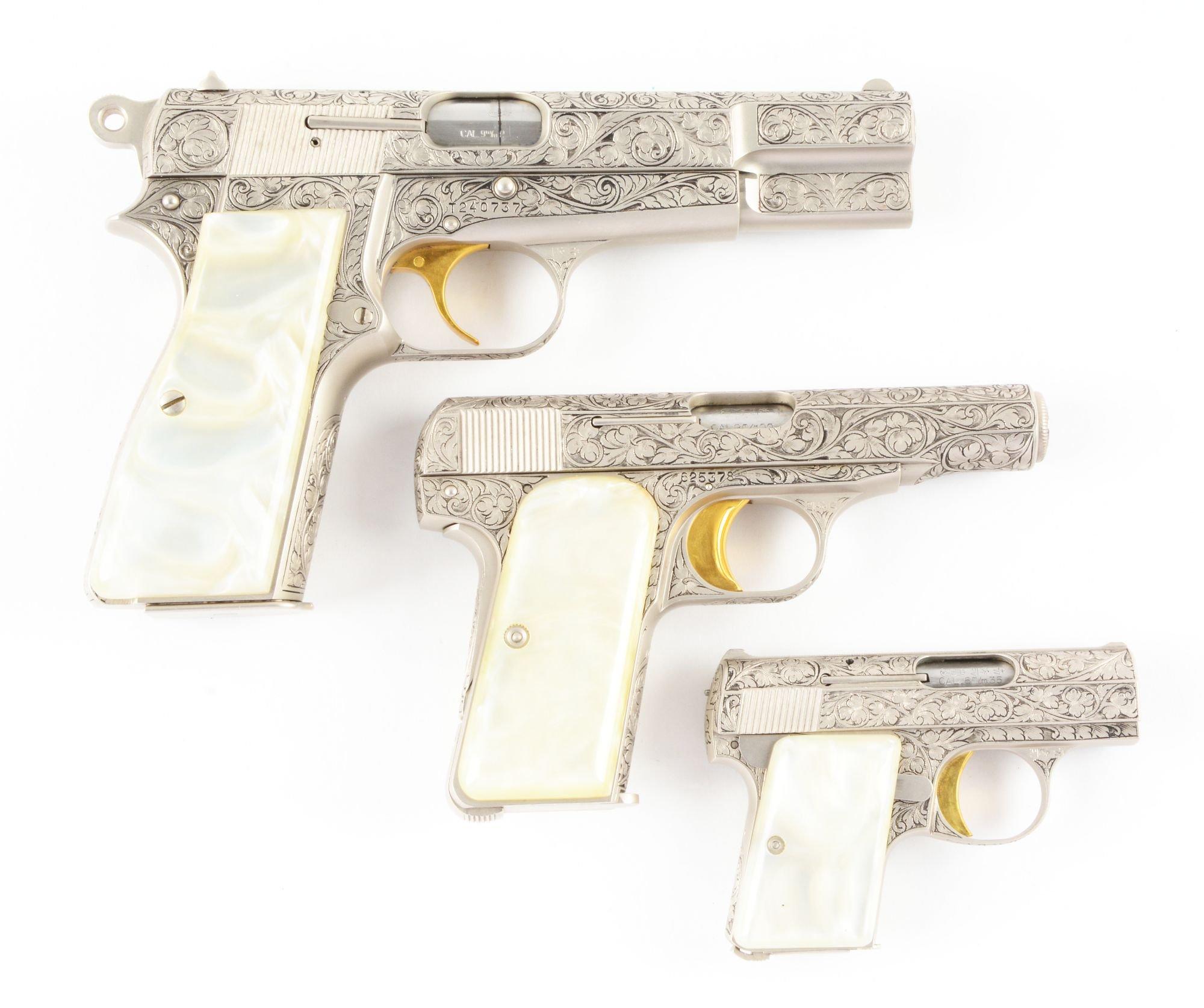 (M) Cased Set of 3: Browning Renaissance Semi-Automatic Pistols.