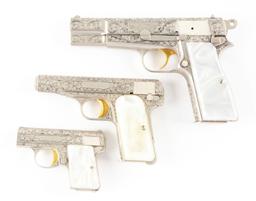 (M) Cased Set of 3: Browning Renaissance Semi-Automatic Pistols.