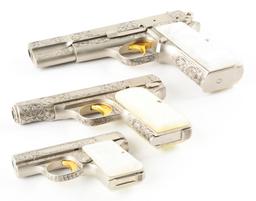 (M) Cased Set of 3: Browning Renaissance Semi-Automatic Pistols.