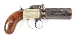 (A) Cased Exquisite Westley Richards Dragoon Pepperbox Revolver.