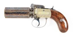 (A) Cased Exquisite Westley Richards Dragoon Pepperbox Revolver.