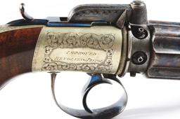 (A) Cased Exquisite Westley Richards Dragoon Pepperbox Revolver.
