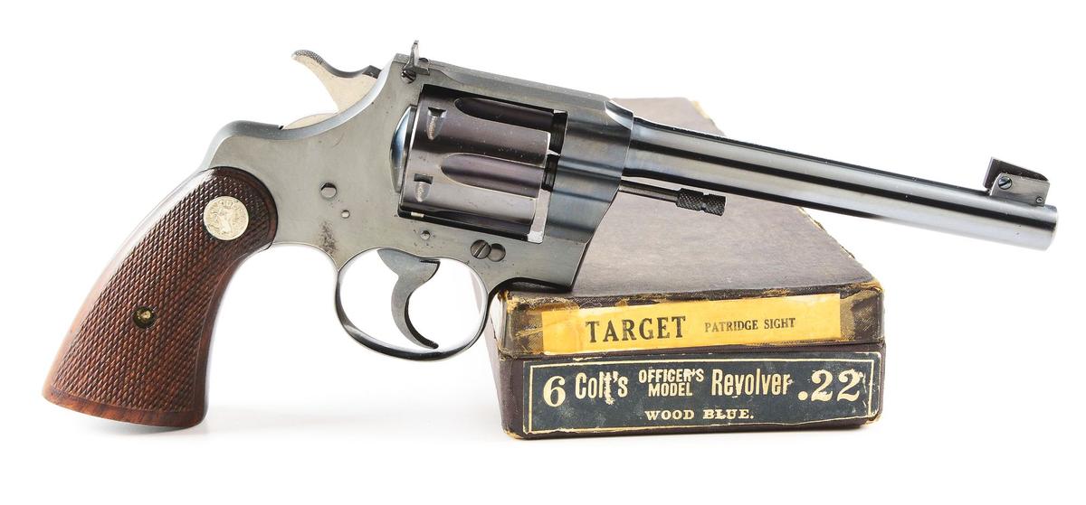 (C) Boxed Pre-War Colt Officer's Model .22 Double Action Target Revolver (1937).