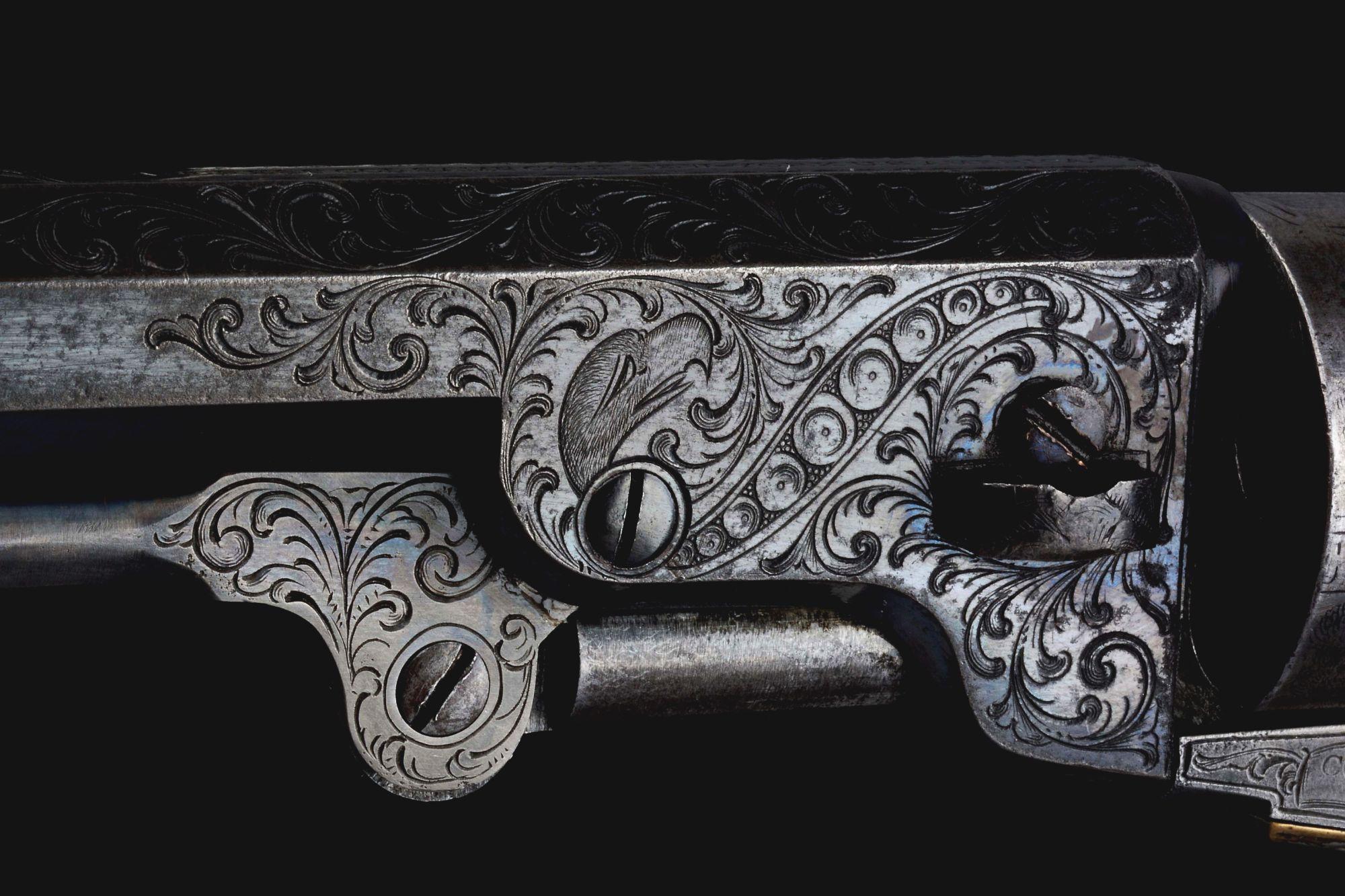 (A) Rare Factory Engraved Cased Colt Model 1862 Pocket Navy with Ivory Grips (1861).