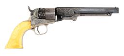 (A) Rare Factory Engraved Cased Colt Model 1862 Pocket Navy with Ivory Grips (1861).