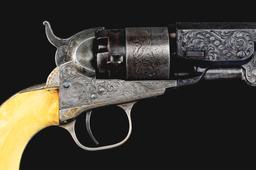 (A) Rare Factory Engraved Cased Colt Model 1862 Pocket Navy with Ivory Grips (1861).