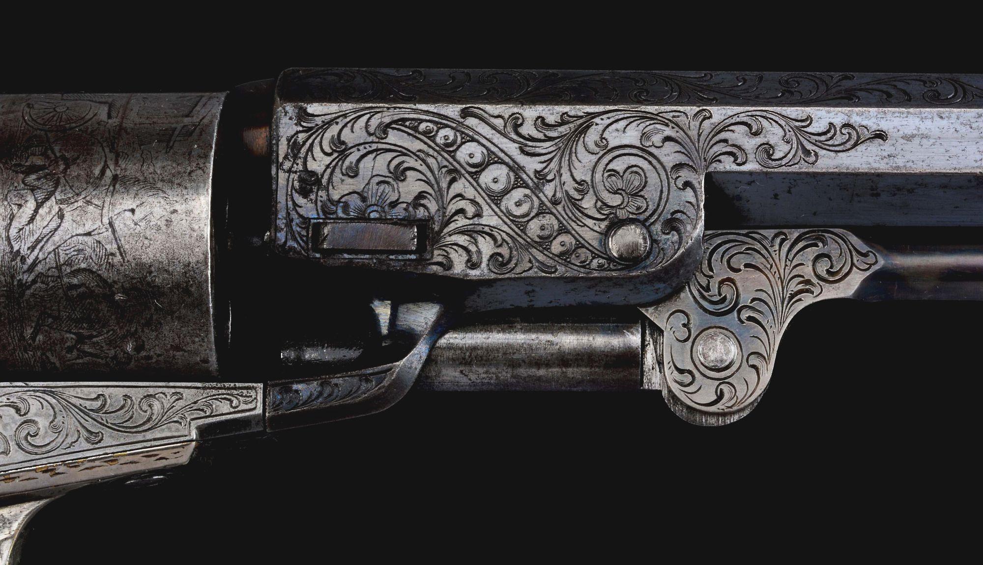 (A) Rare Factory Engraved Cased Colt Model 1862 Pocket Navy with Ivory Grips (1861).
