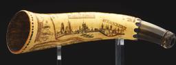 Engraved Havana Map Powder Horn Of Michael Mezger, Dated 1762.