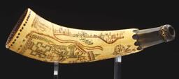 Engraved Havana Map Powder Horn Of Michael Mezger, Dated 1762.
