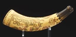 Engraved Havana Map Powder Horn Of Michael Mezger, Dated 1762.