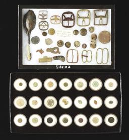 Large Lot Of Dug Buttons, Coins & Relics From Important 18th Century Forts & Sites.