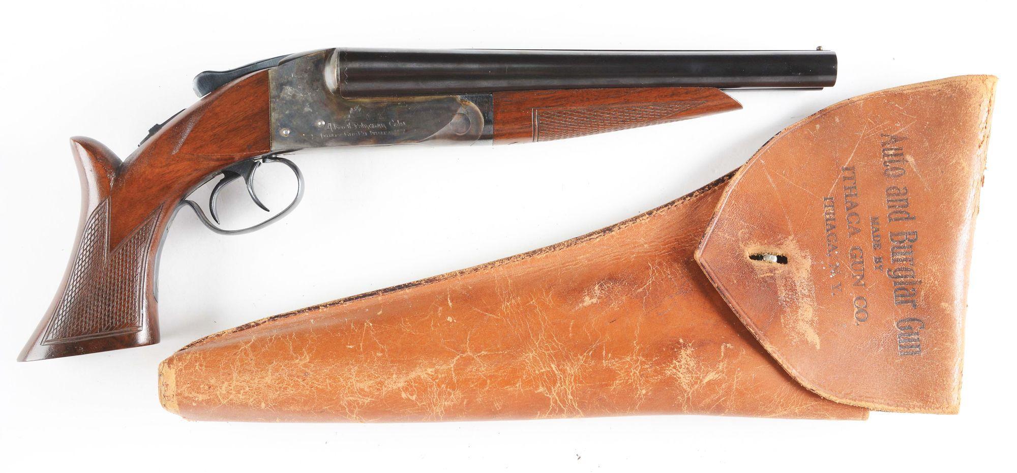 (N) Superb Original Condition, Scarce Flues Model, Ithaca Auto & Burglar 20 Gauge Double Shotgun wit