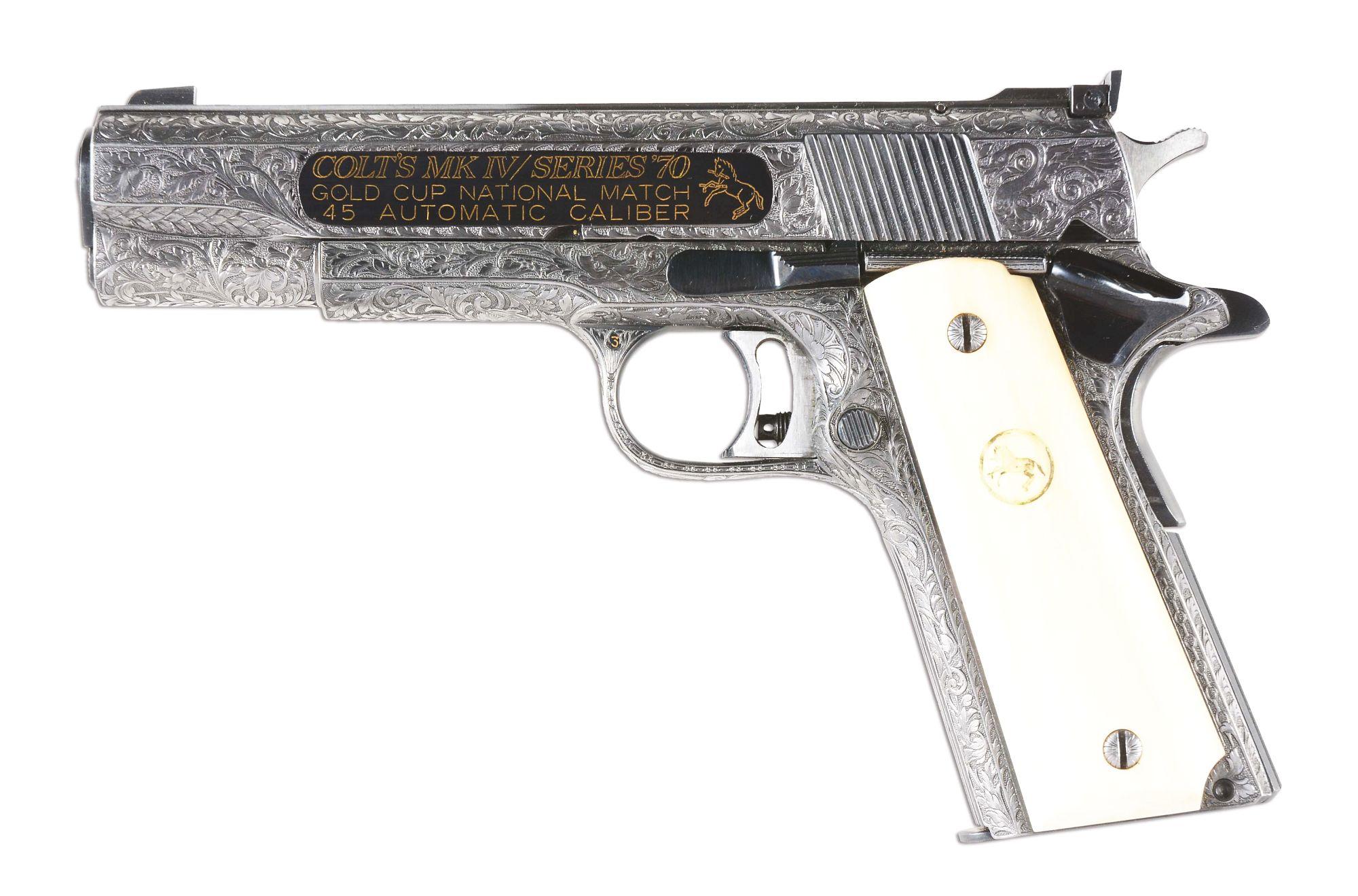(M) Custom Engraved Colt Series 70 Gold Cup National Match Model 1911A1 Semi-Automatic Pistol (1974)