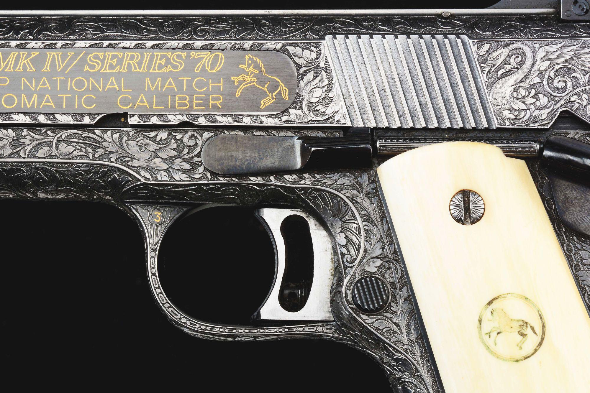 (M) Custom Engraved Colt Series 70 Gold Cup National Match Model 1911A1 Semi-Automatic Pistol (1974)