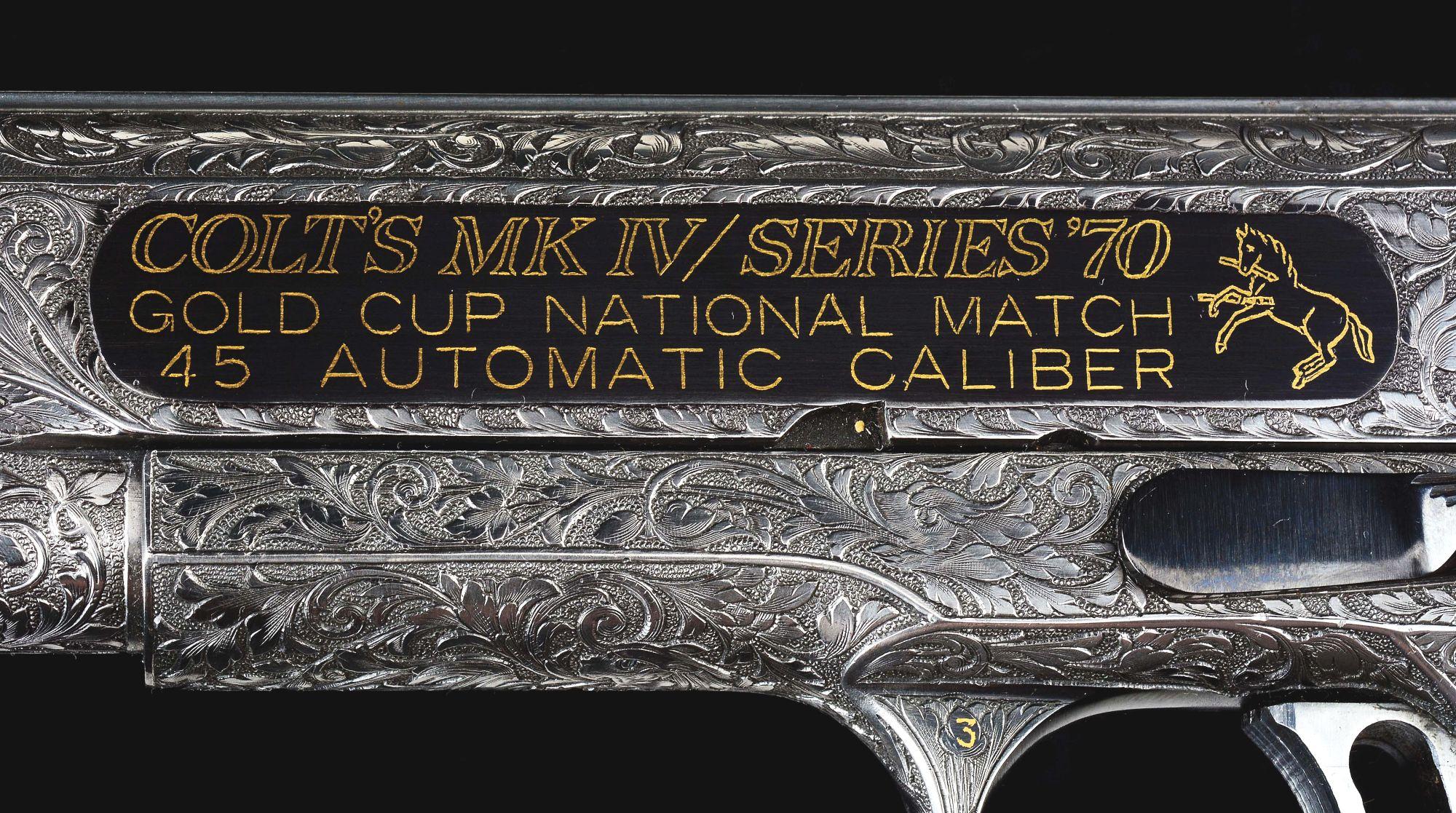 (M) Custom Engraved Colt Series 70 Gold Cup National Match Model 1911A1 Semi-Automatic Pistol (1974)