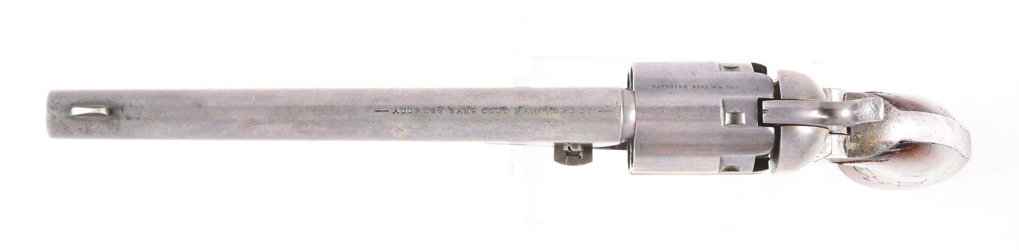 (A) Rare 7 - 1/2" Colt 1860 Long Flute Silver Plated Army Revolver with Original Shoulder Stock