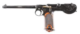 (A) Cased Loewe C93 Borchardt Semi Automatic Pistol with Shoulder Stock.