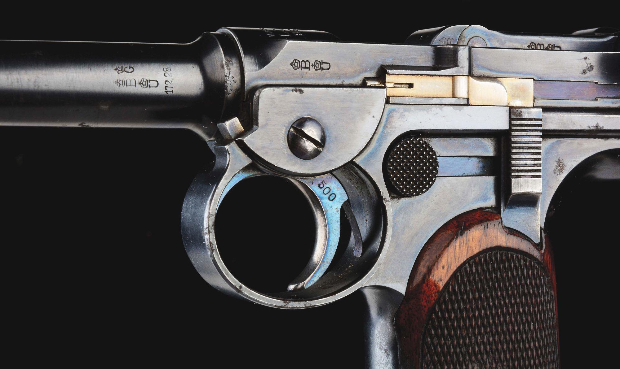 (A) Cased Loewe C93 Borchardt Semi Automatic Pistol with Shoulder Stock.