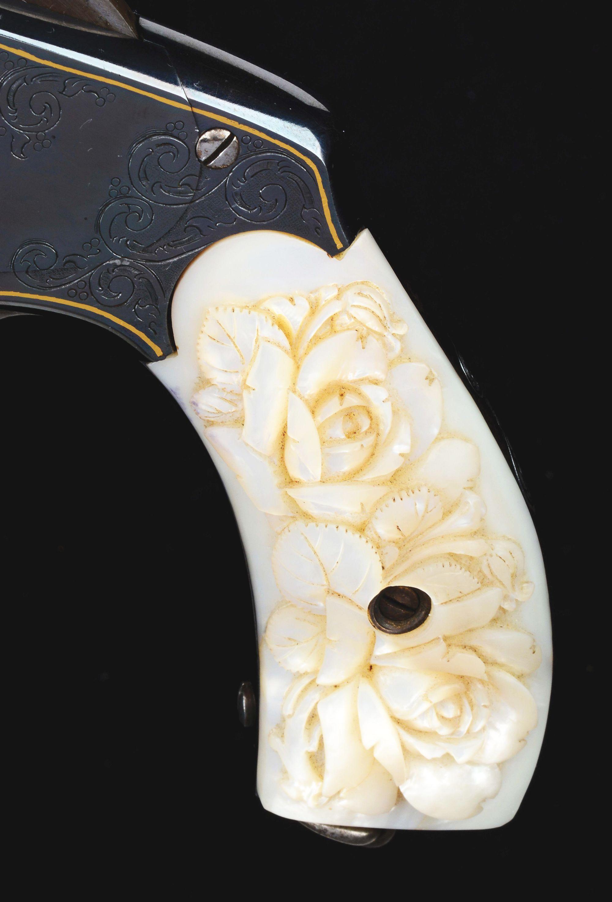 (A) Cased Pair of Japanese Engraved Smith & Wesson No. 3 Revolvers with Carved Pearl Grips.