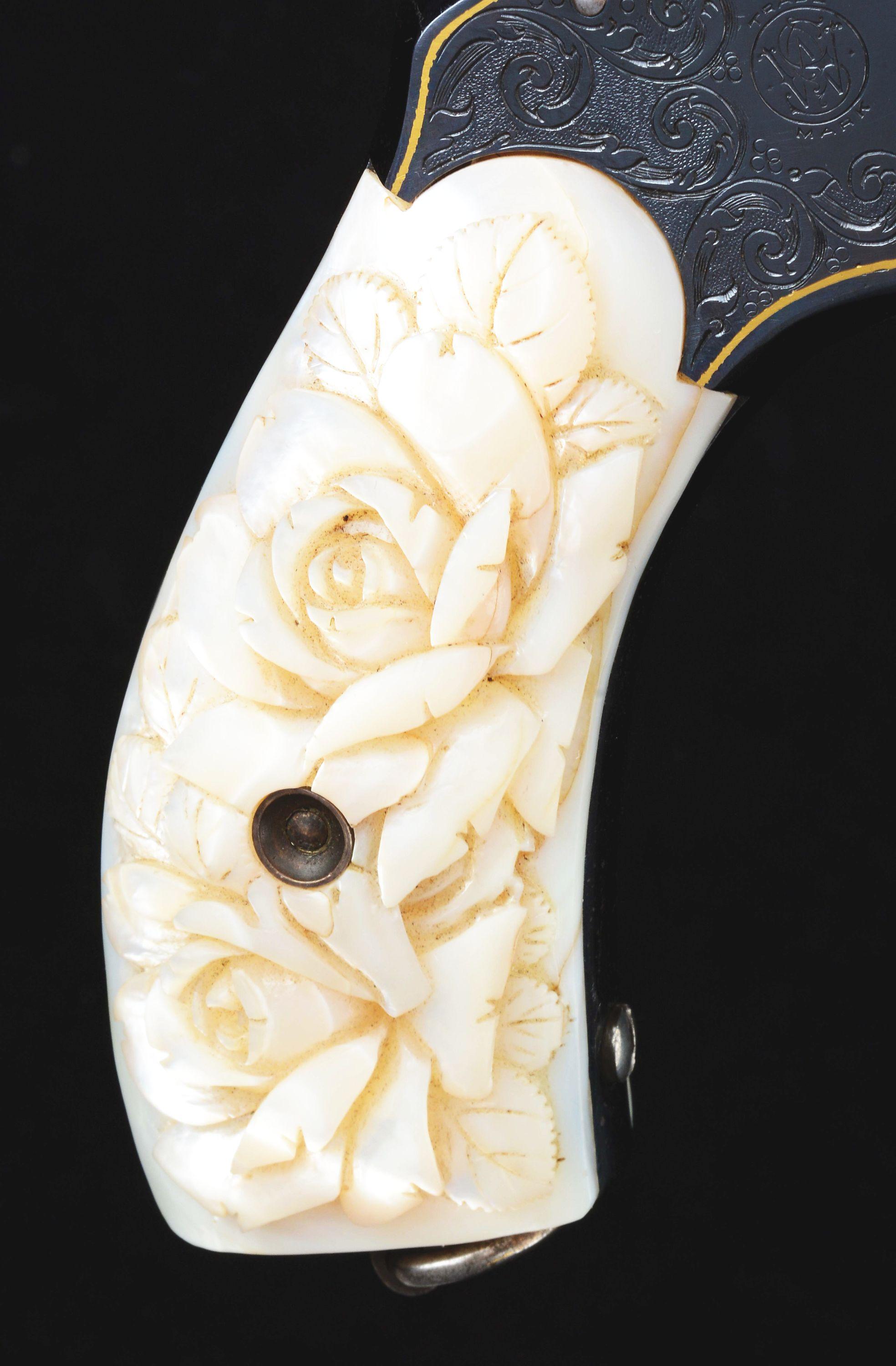(A) Cased Pair of Japanese Engraved Smith & Wesson No. 3 Revolvers with Carved Pearl Grips.